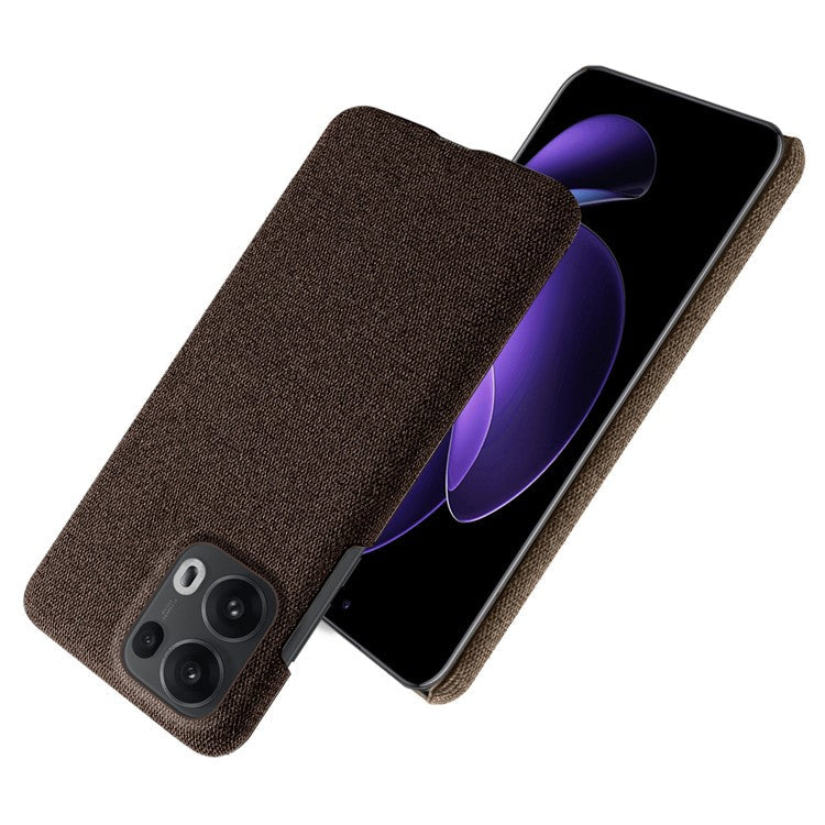 For Oppo Reno13 Pro 5G Phone Case Cloth Texture Anti-Scratch Protective PC Back Cover - Brown