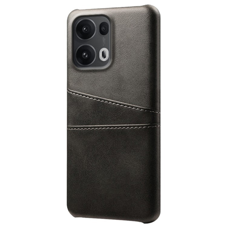 For Oppo Reno13 Pro 5G Case Dual Card Slots PU Leather + Hard PC Phone Cover - Black