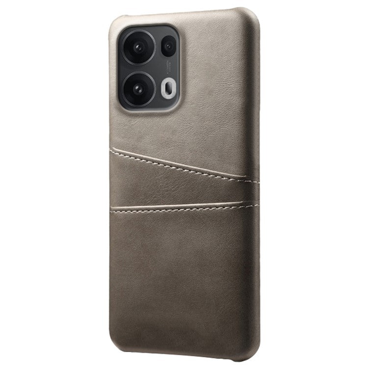 For Oppo Reno13 Pro 5G Case Dual Card Slots PU Leather + Hard PC Phone Cover - Grey