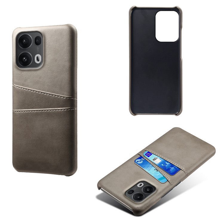 For Oppo Reno13 Pro 5G Case Dual Card Slots PU Leather + Hard PC Phone Cover - Grey