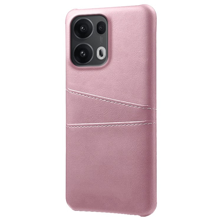 For Oppo Reno13 Pro 5G Case Dual Card Slots PU Leather + Hard PC Phone Cover - Rose Gold