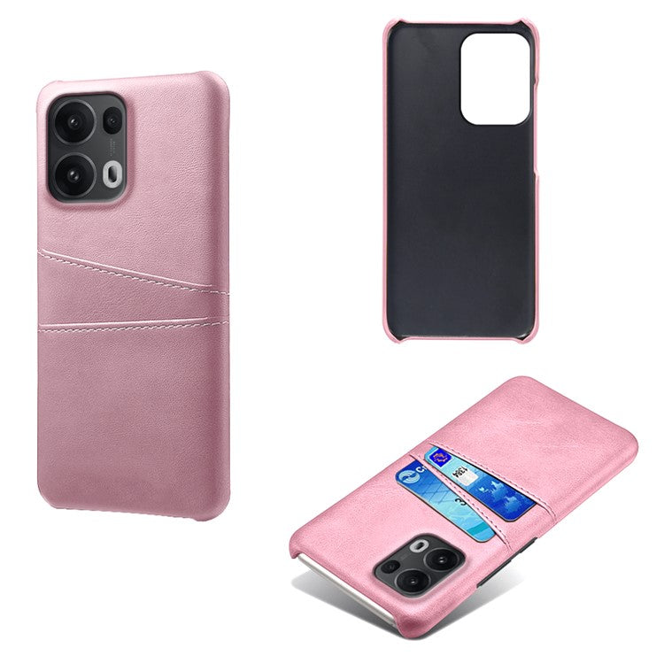 For Oppo Reno13 Pro 5G Case Dual Card Slots PU Leather + Hard PC Phone Cover - Rose Gold