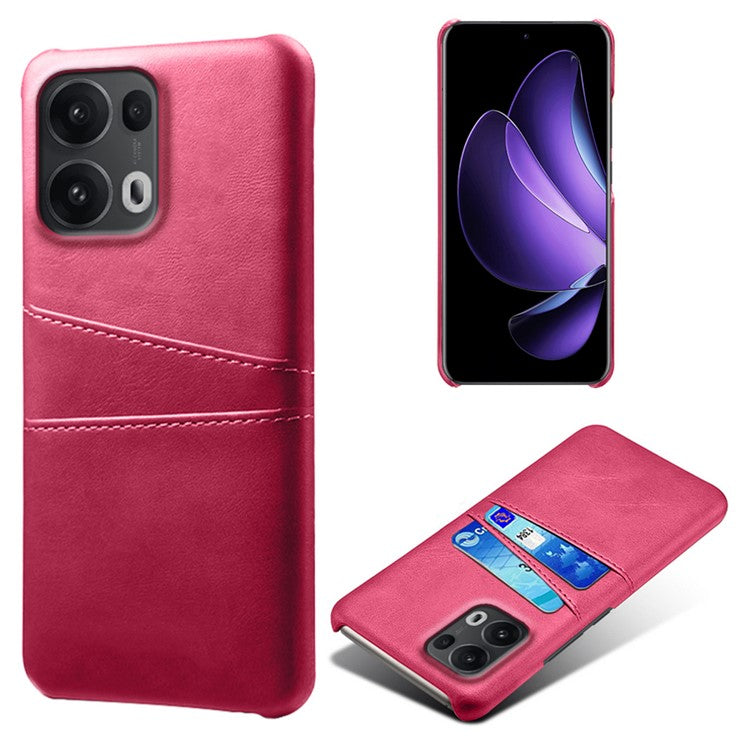 For Oppo Reno13 Pro 5G Case Dual Card Slots PU Leather + Hard PC Phone Cover - Rose