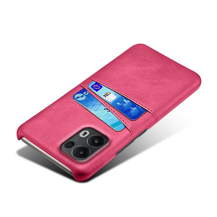 For Oppo Reno13 Pro 5G Case Dual Card Slots PU Leather + Hard PC Phone Cover - Rose