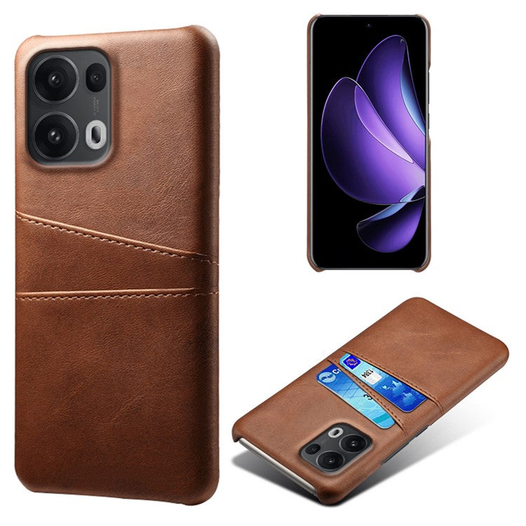 For Oppo Reno13 Pro 5G Case Dual Card Slots PU Leather + Hard PC Phone Cover - Brown