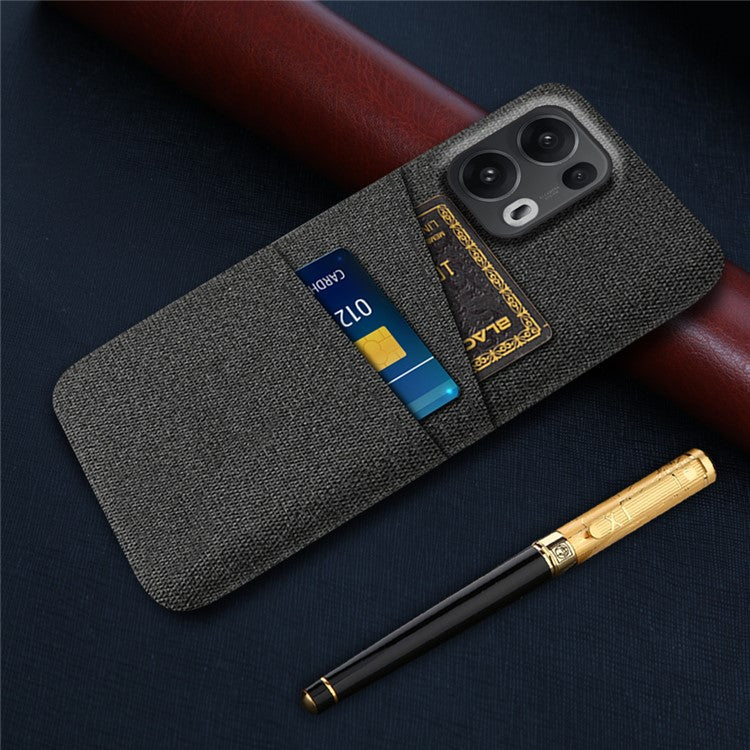 For Oppo Reno13 Pro 5G Case Cloth + Hard PC Phone Cover with Dual Card Slots - Black