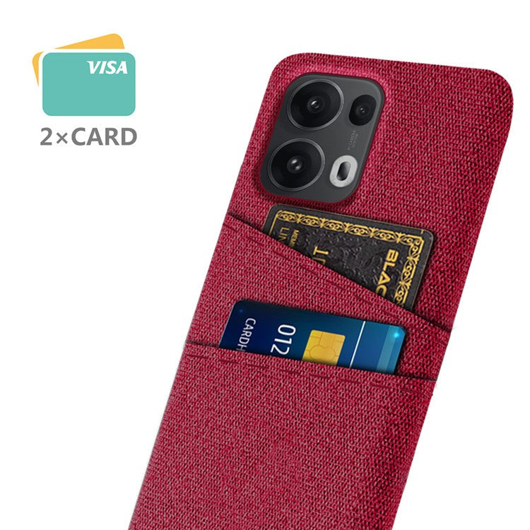 For Oppo Reno13 Pro 5G Case Cloth + Hard PC Phone Cover with Dual Card Slots - Red