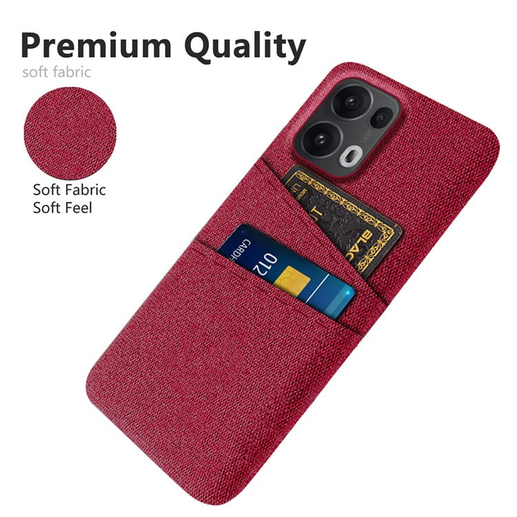 For Oppo Reno13 Pro 5G Case Cloth + Hard PC Phone Cover with Dual Card Slots - Red
