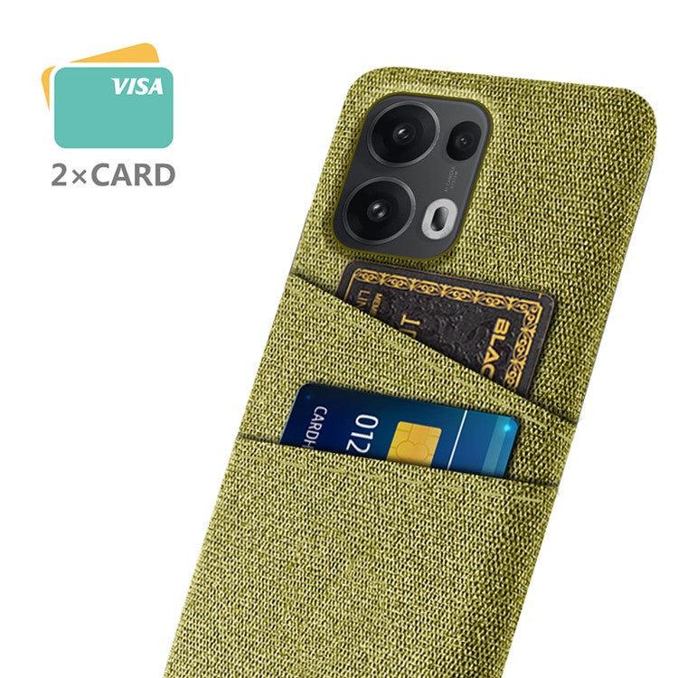 For Oppo Reno13 Pro 5G Case Cloth + Hard PC Phone Cover with Dual Card Slots - Yellow