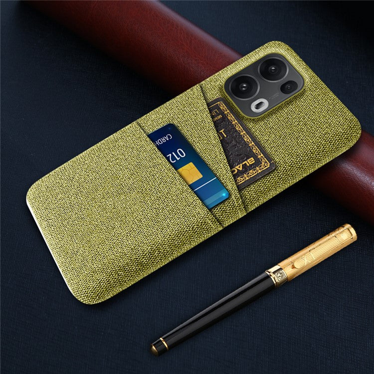 For Oppo Reno13 Pro 5G Case Cloth + Hard PC Phone Cover with Dual Card Slots - Yellow