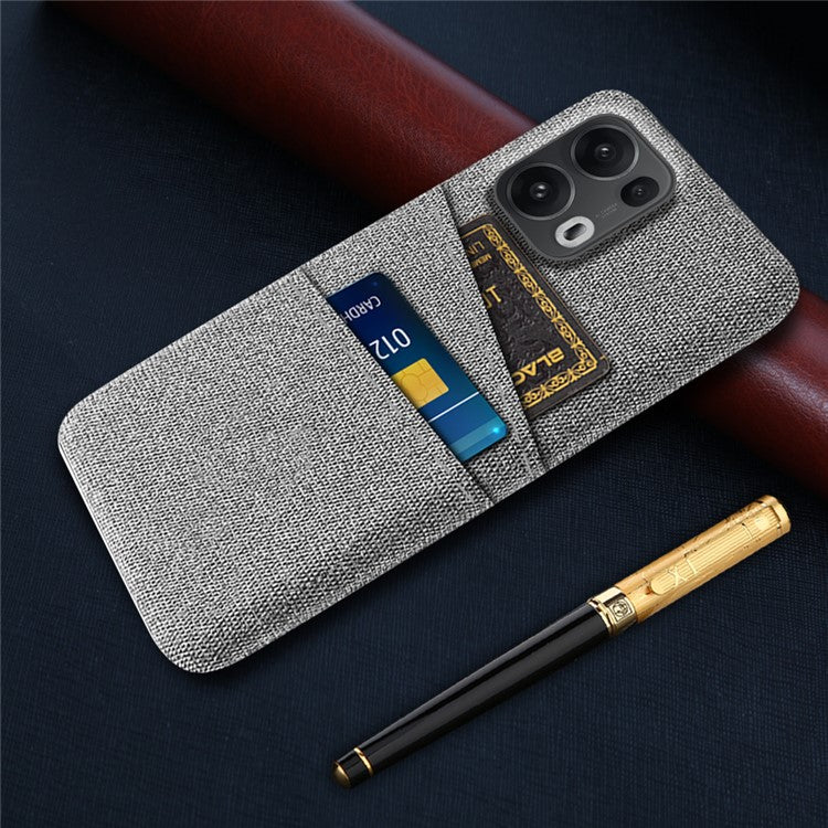 For Oppo Reno13 Pro 5G Case Cloth + Hard PC Phone Cover with Dual Card Slots - Light Grey