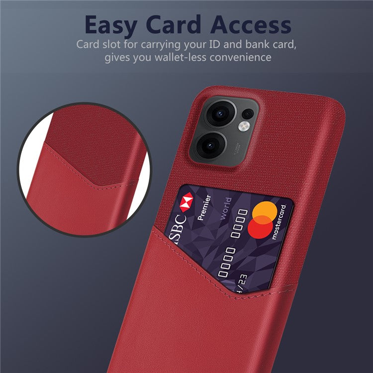 For Oppo Reno13 F 5G Case PU Leather Cloth Texture Hard PC Phone Cover with Card Holder - Red