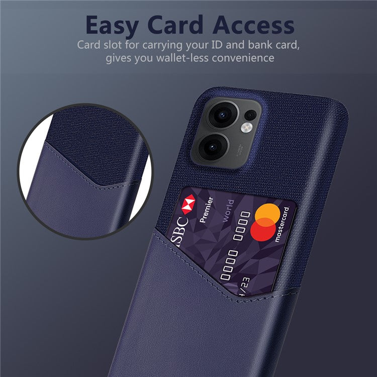 For Oppo Reno13 F 5G Case PU Leather Cloth Texture Hard PC Phone Cover with Card Holder - Blue