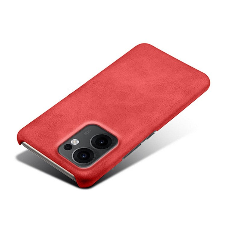 For Oppo Reno13 F 5G Case Calf Texture PU Leather Hard PC Protective Phone Cover - Red