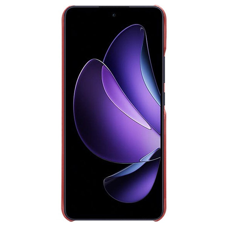 For Oppo Reno13 F 5G Case Calf Texture PU Leather Hard PC Protective Phone Cover - Red