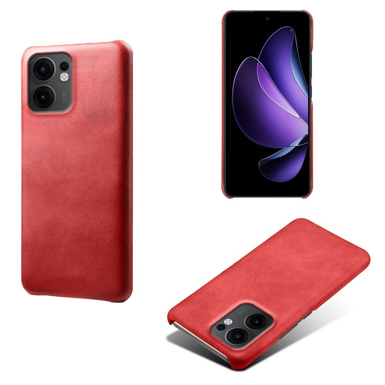 For Oppo Reno13 F 5G Case Calf Texture PU Leather Hard PC Protective Phone Cover - Red