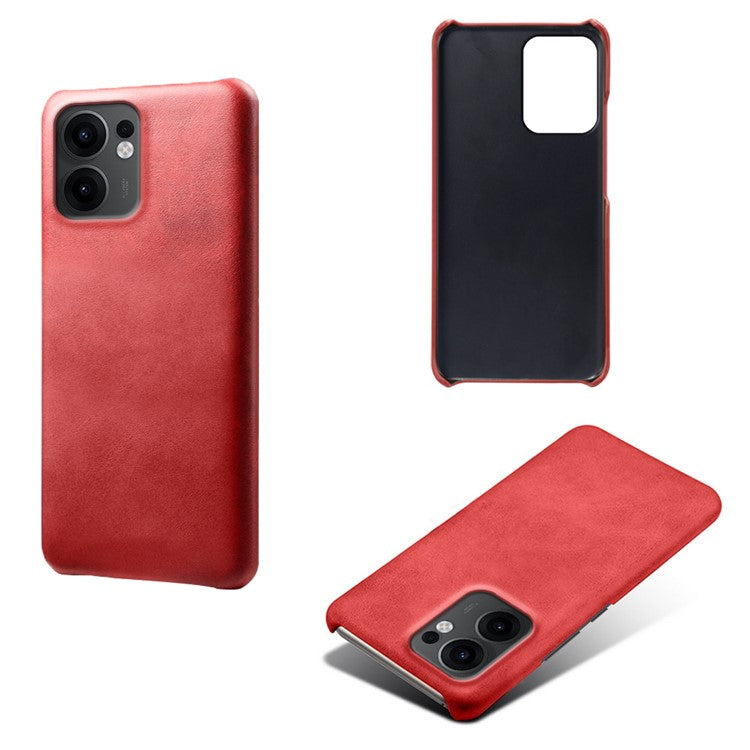 For Oppo Reno13 F 5G Case Calf Texture PU Leather Hard PC Protective Phone Cover - Red