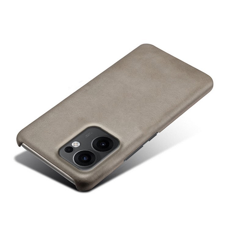 For Oppo Reno13 F 5G Case Calf Texture PU Leather Hard PC Protective Phone Cover - Grey