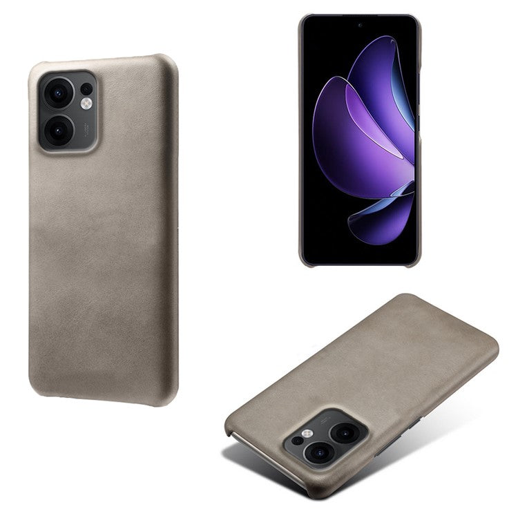 For Oppo Reno13 F 5G Case Calf Texture PU Leather Hard PC Protective Phone Cover - Grey