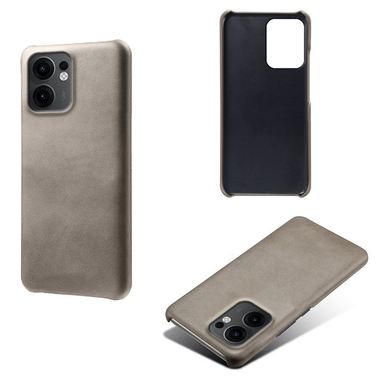 For Oppo Reno13 F 5G Case Calf Texture PU Leather Hard PC Protective Phone Cover - Grey