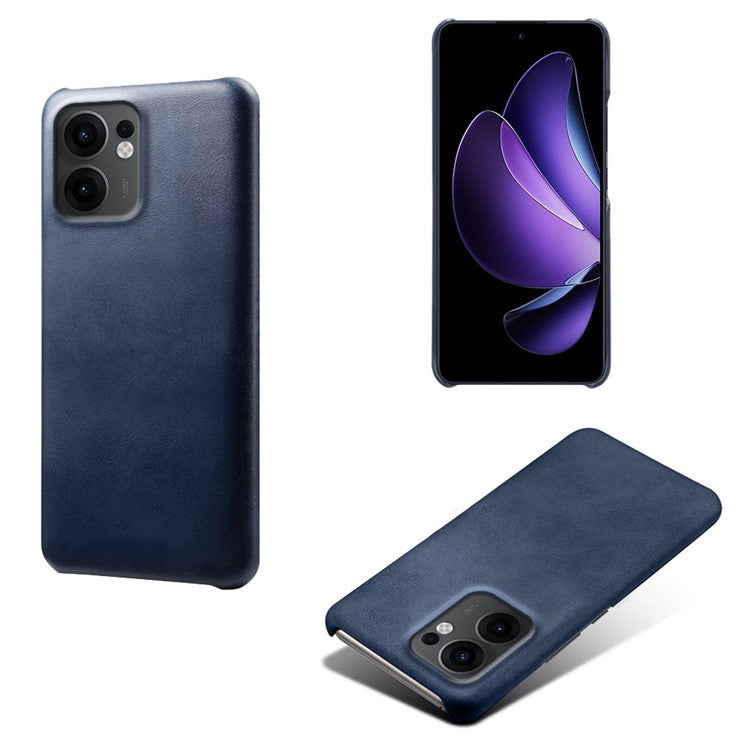 For Oppo Reno13 F 5G Case Calf Texture PU Leather Hard PC Protective Phone Cover - Blue