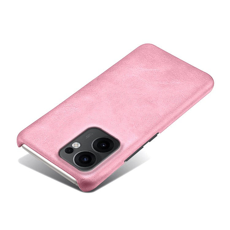 For Oppo Reno13 F 5G Case Calf Texture PU Leather Hard PC Protective Phone Cover - Rose Gold