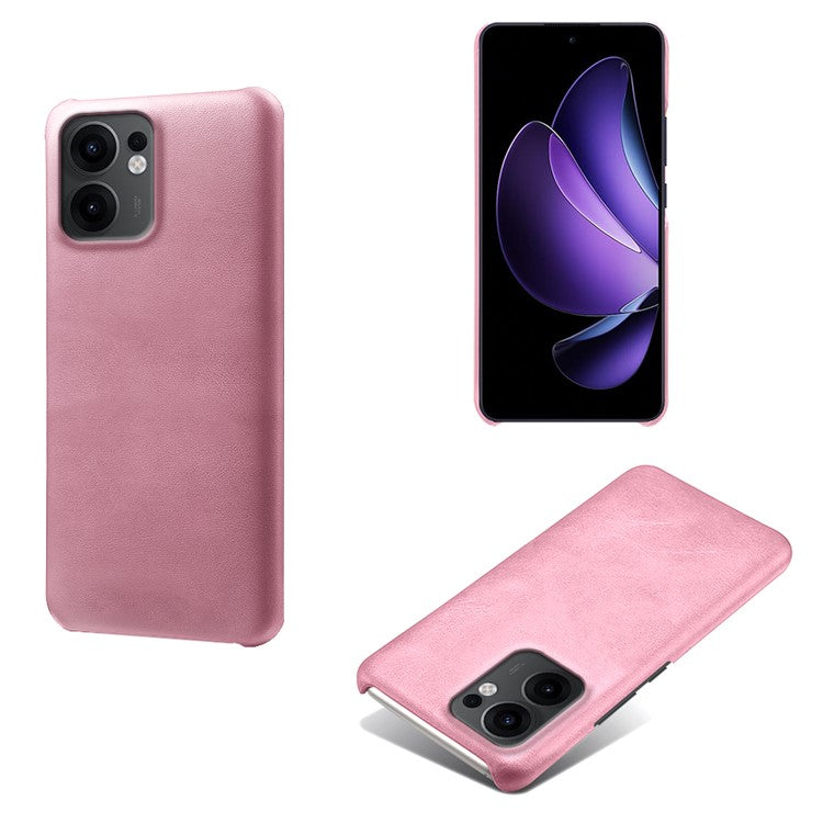For Oppo Reno13 F 5G Case Calf Texture PU Leather Hard PC Protective Phone Cover - Rose Gold