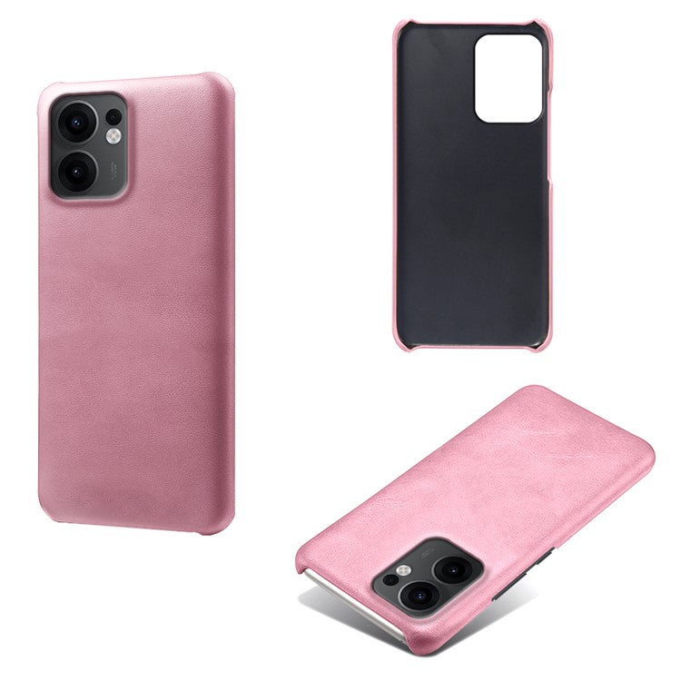 For Oppo Reno13 F 5G Case Calf Texture PU Leather Hard PC Protective Phone Cover - Rose Gold