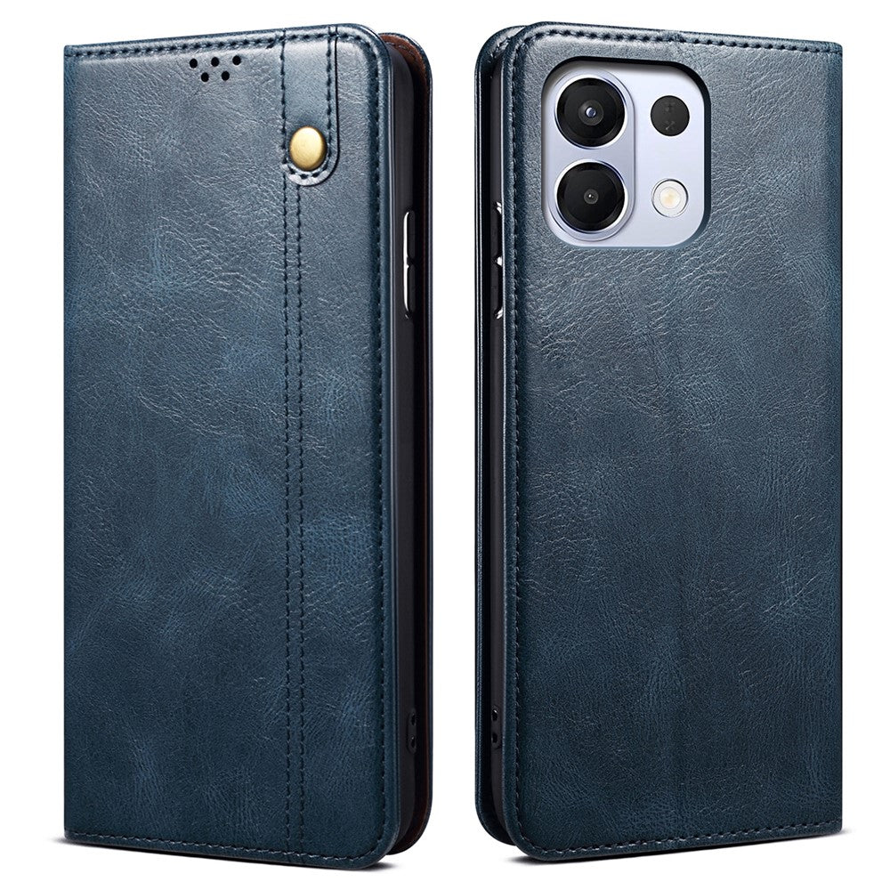 For Oppo K13 5G / K12s Case Crazy Horse Texture Waxy Leather Wallet Stand Phone Cover - Blue