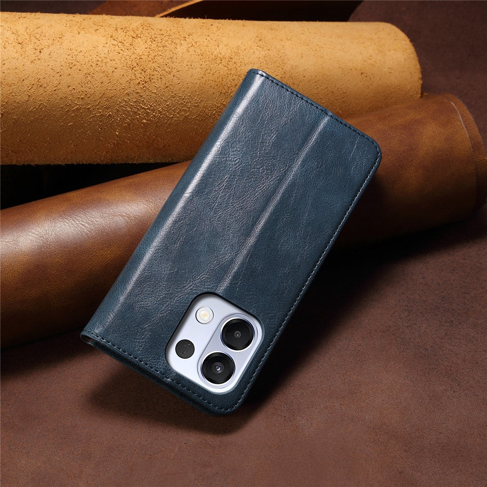 For Oppo K13 5G / K12s Case Crazy Horse Texture Waxy Leather Wallet Stand Phone Cover - Blue