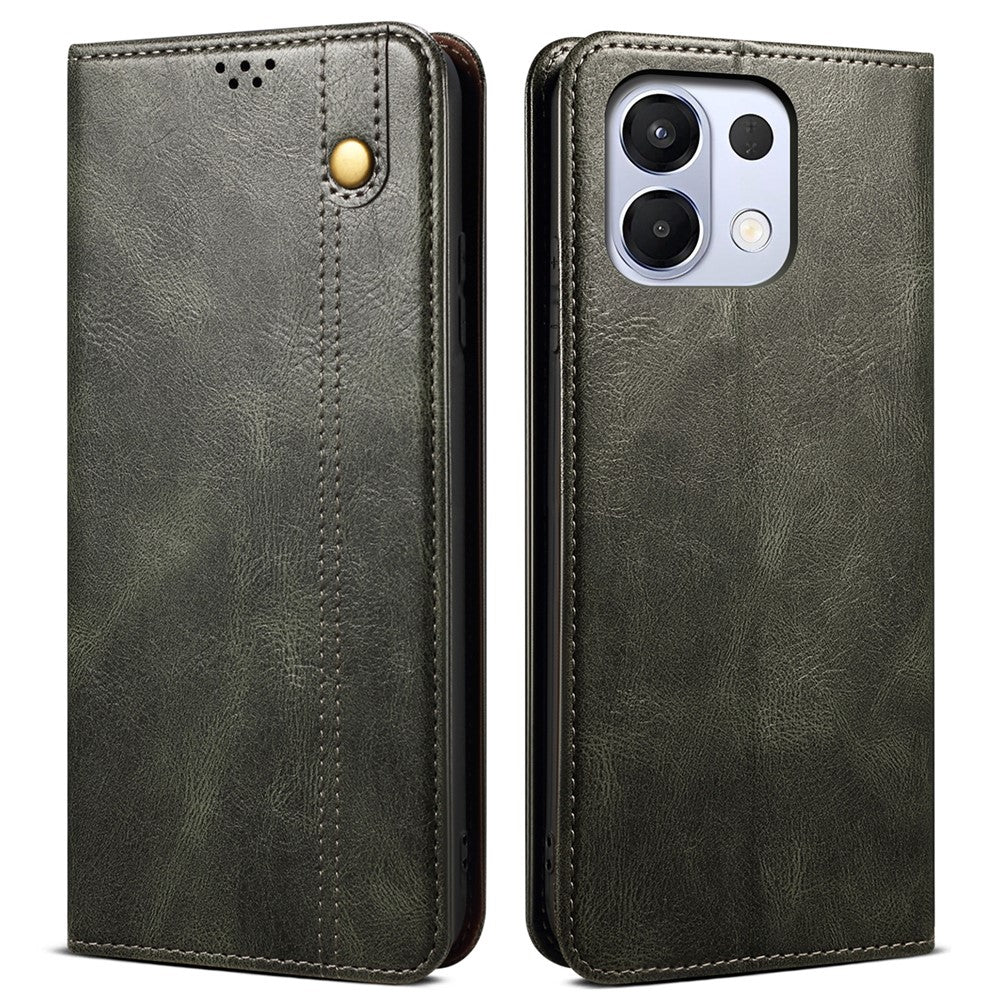 For Oppo K13 5G / K12s Case Crazy Horse Texture Waxy Leather Wallet Stand Phone Cover - Green