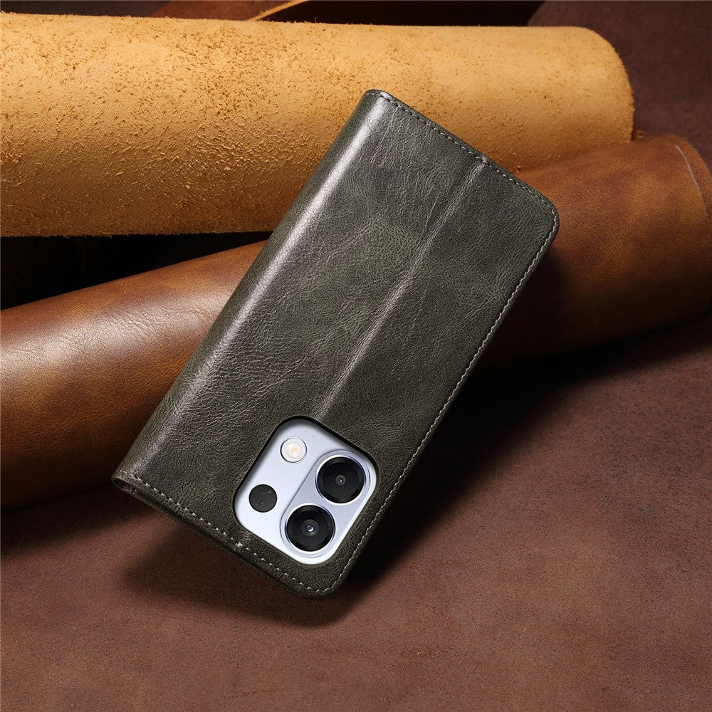 For Oppo K13 5G / K12s Case Crazy Horse Texture Waxy Leather Wallet Stand Phone Cover - Green