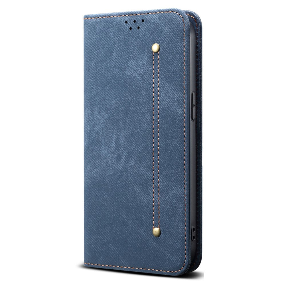 For Oppo K13 5G / K12s Case Jeans Cloth Texture Anti-Scratch Leather Stand Phone Cover - Blue