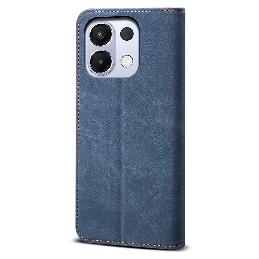 For Oppo K13 5G / K12s Case Jeans Cloth Texture Anti-Scratch Leather Stand Phone Cover - Blue
