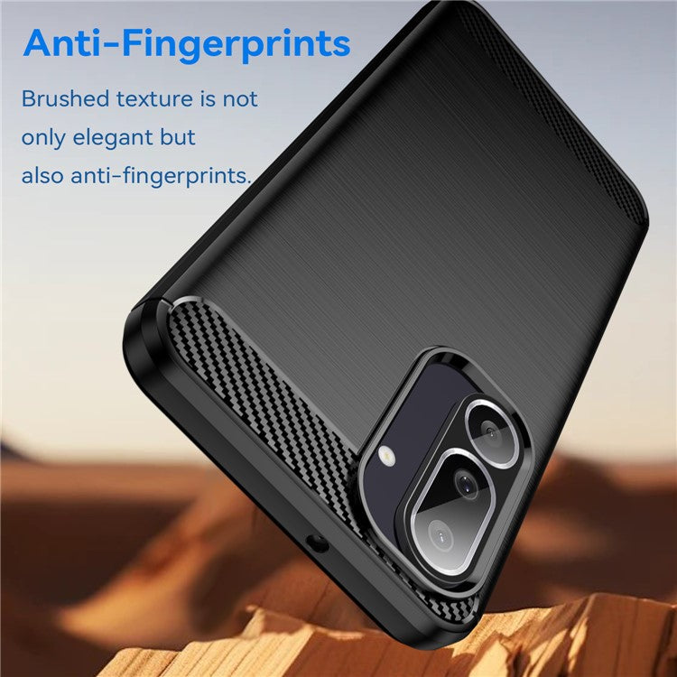 For Samsung Galaxy M56 5G / F56 5G Case Protective Phone Cover Carbon Fiber Texture Brushed - Black