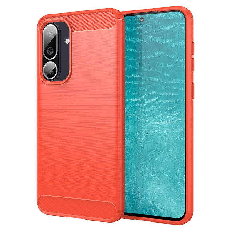 For Samsung Galaxy M56 5G / F56 5G Case Protective Phone Cover Carbon Fiber Texture Brushed - Red