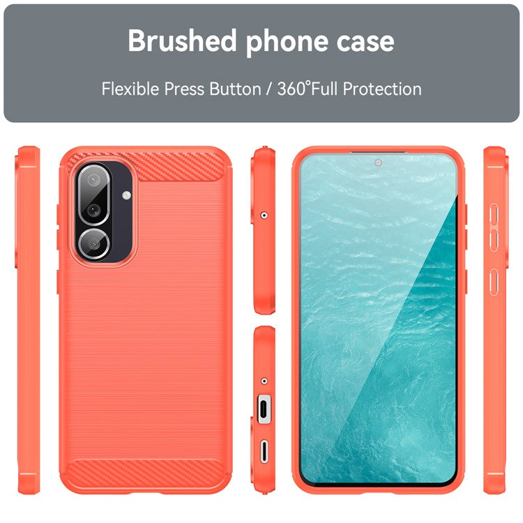 For Samsung Galaxy M56 5G / F56 5G Case Protective Phone Cover Carbon Fiber Texture Brushed - Red