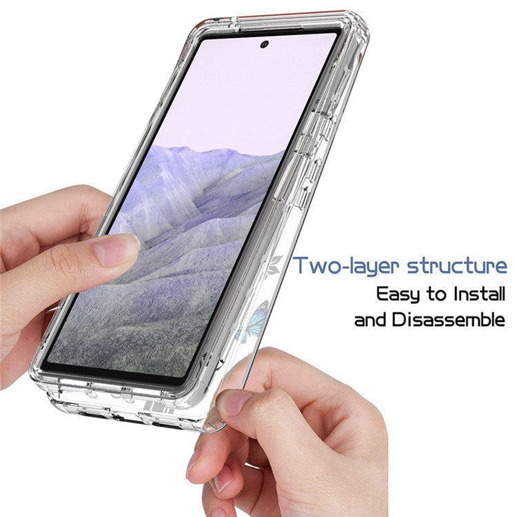 Clear Phone Case for Google Pixel 6 Pro 5G, Pattern Printing Anti-fall Hybrid PC + TPU Protective Cover - Tree and Butterfly