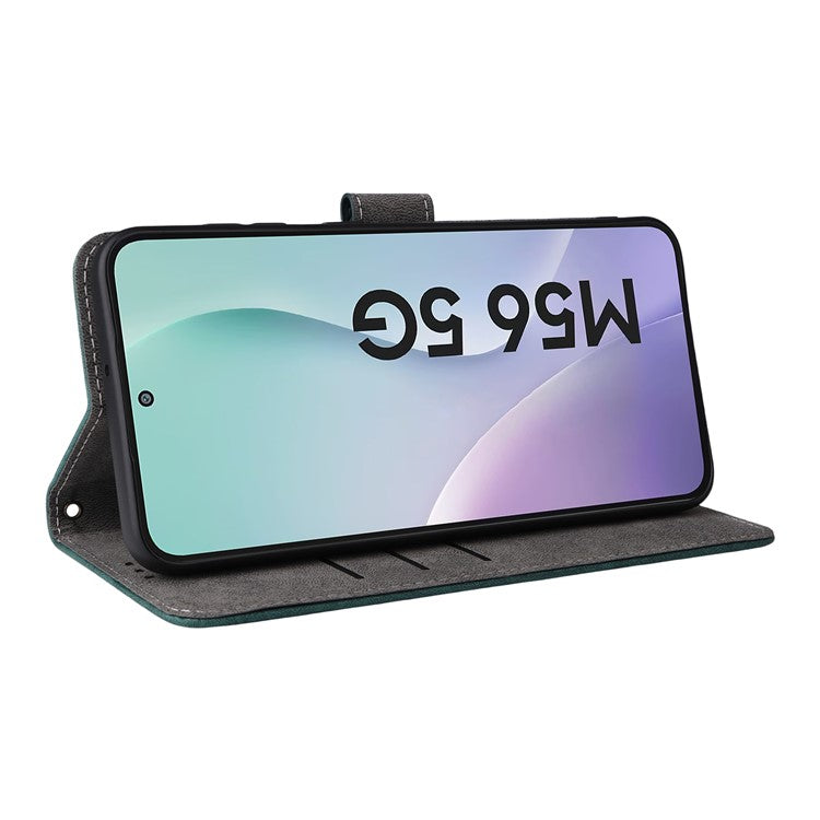 For Samsung Galaxy M56 5G Case Wallet RFID Blocking PU Leather Phone Cover Stand with Strap - Green