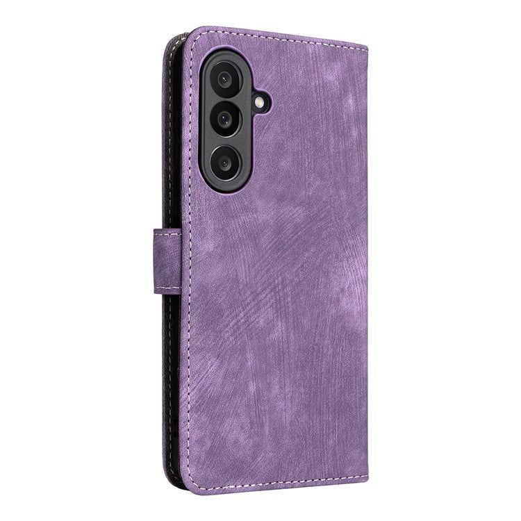 For Samsung Galaxy M56 5G Case Wallet RFID Blocking PU Leather Phone Cover Stand with Strap - Purple