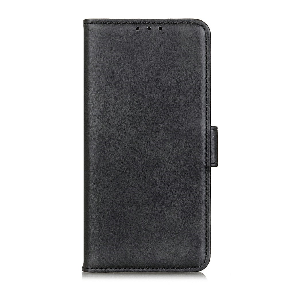 For iPhone 17 Pro Max Case Stand Cowhide Texture PU Leather Phone Cover - Black