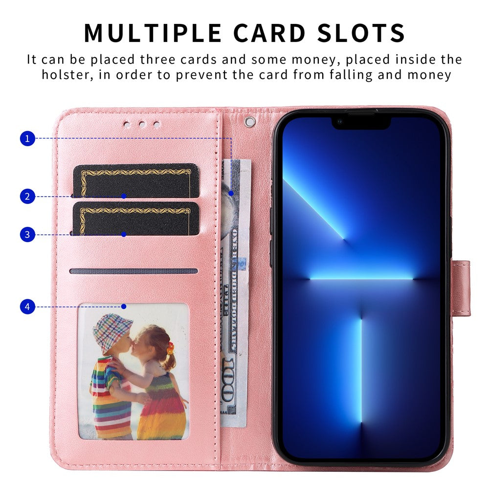 For iPhone 17 Pro Max Case Sunflower Imprint Leather Wallet Phone Cover - Pink