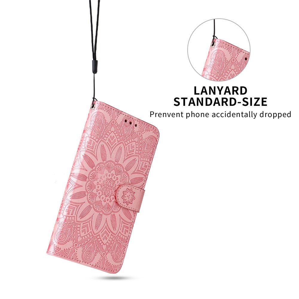 For iPhone 17 Pro Max Case Sunflower Imprint Leather Wallet Phone Cover - Pink