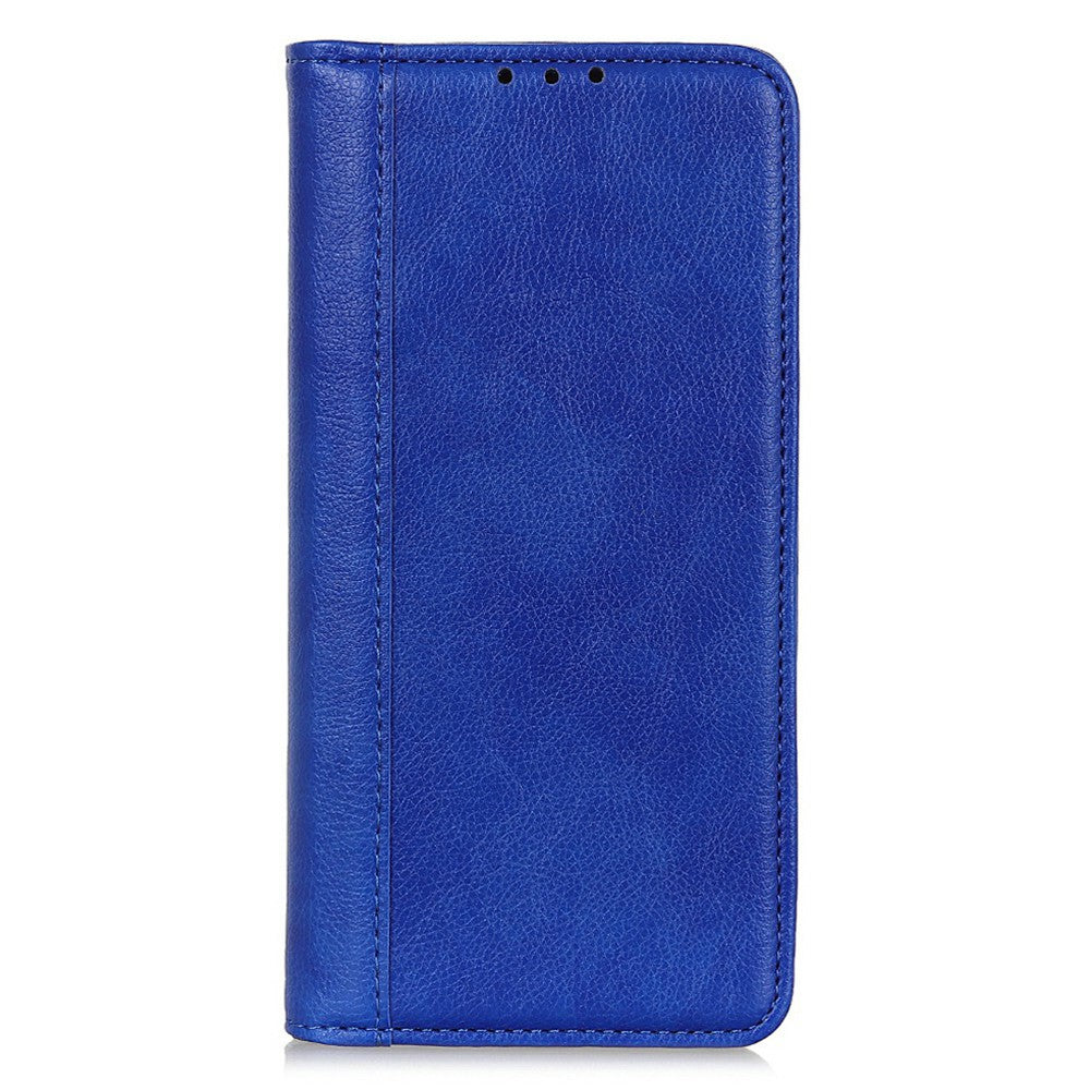 For iPhone 17 Pro Max Stand Case Split Leather Litchi Texture Wallet Phone Cover - Blue