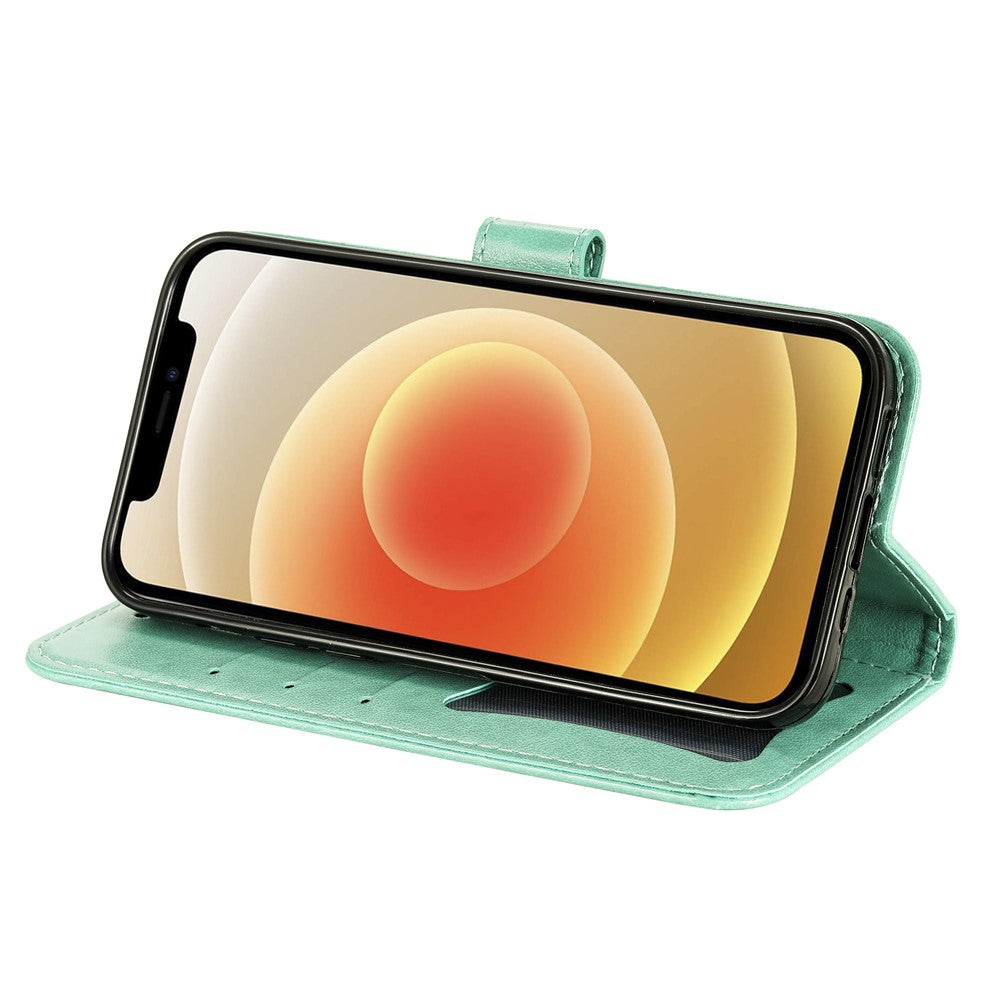 For iPhone 17 Pro Max Case Floral Pattern PU Leather Wallet Stand Phone Cover - Green