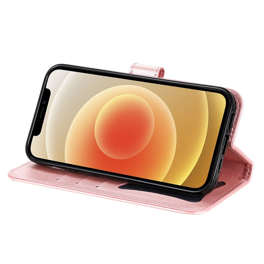 For iPhone 17 Pro Max Case Floral Pattern PU Leather Wallet Stand Phone Cover - Pink