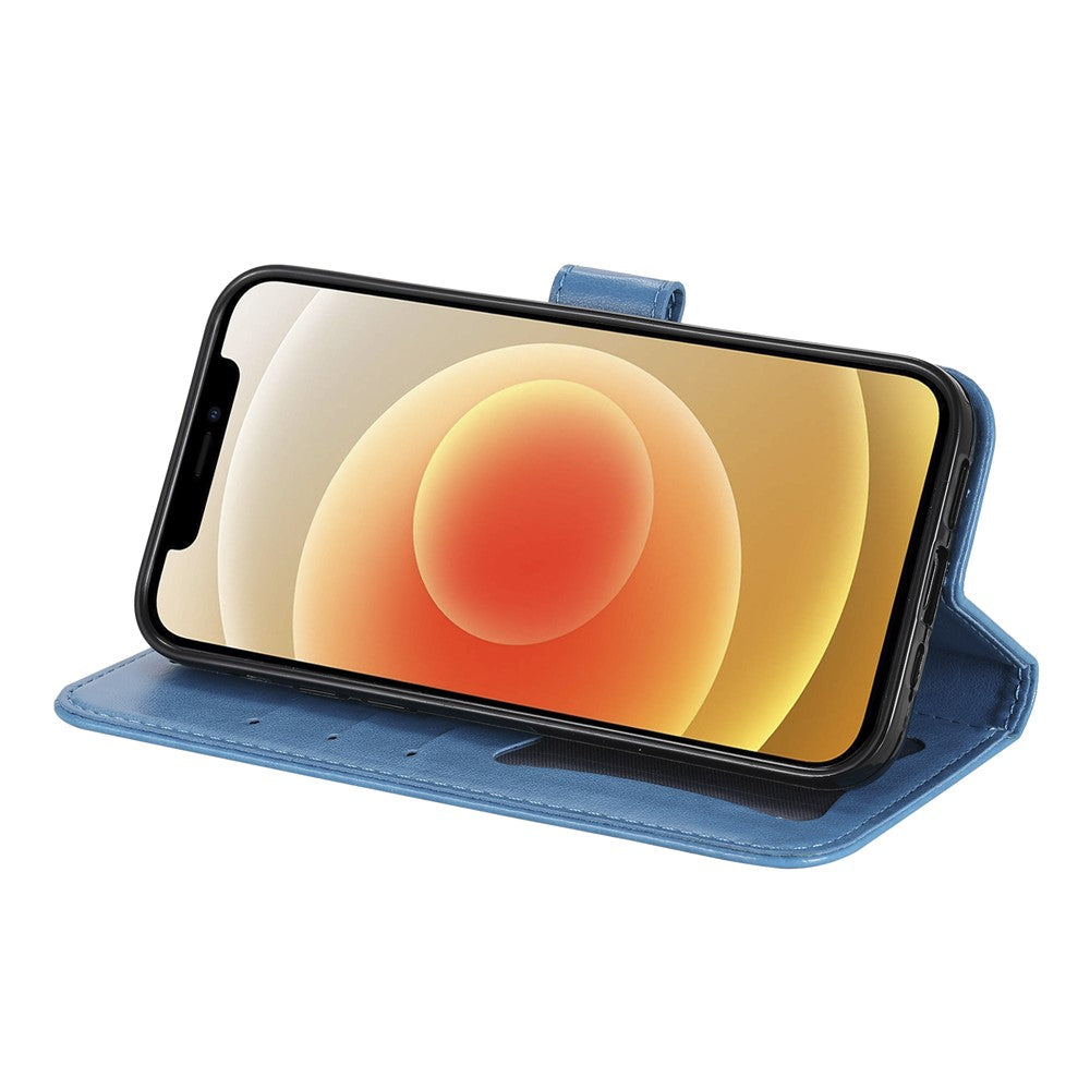 For iPhone 17 Pro Max Case Floral Pattern PU Leather Wallet Stand Phone Cover - Blue