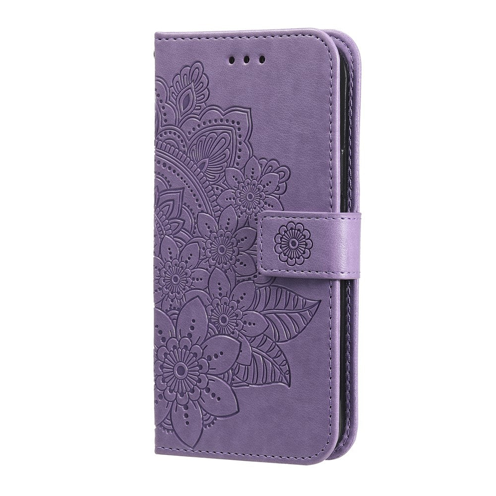 For iPhone 17 Pro Max Case Floral Pattern PU Leather Wallet Stand Phone Cover - Purple