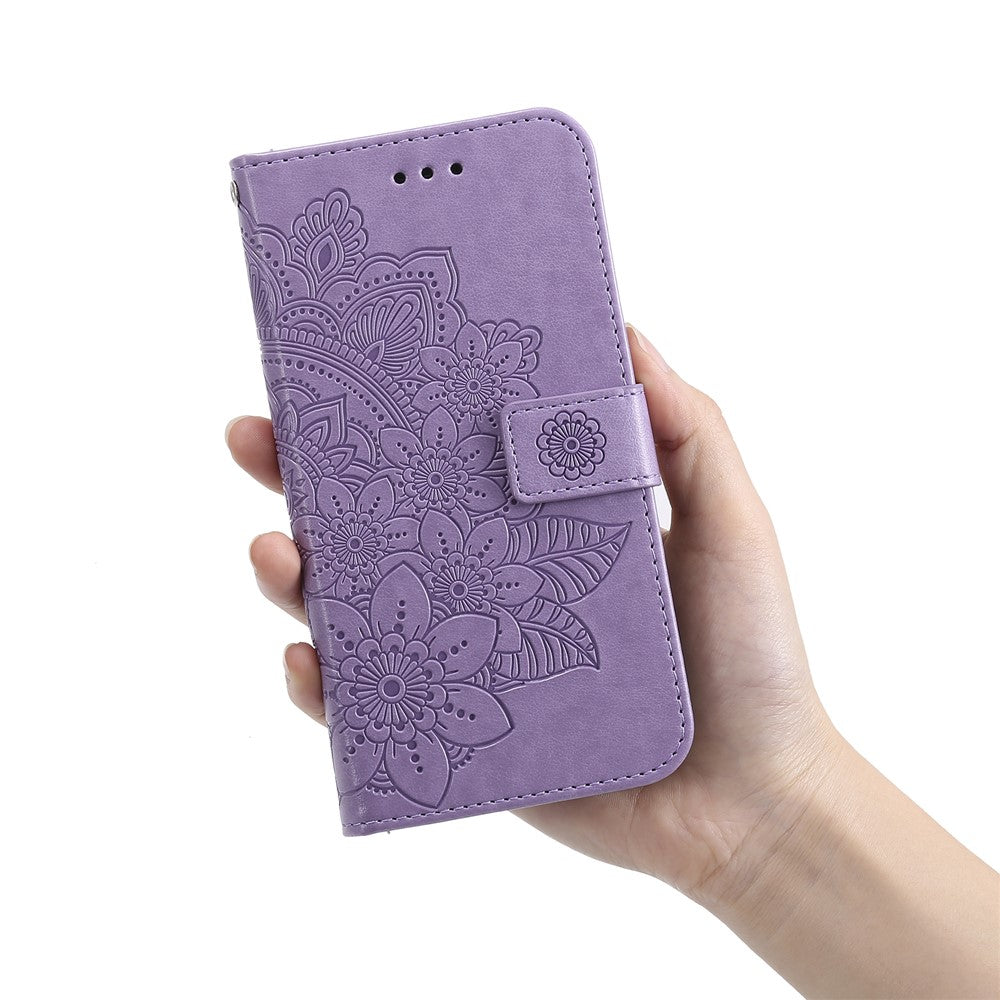 For iPhone 17 Pro Max Case Floral Pattern PU Leather Wallet Stand Phone Cover - Purple