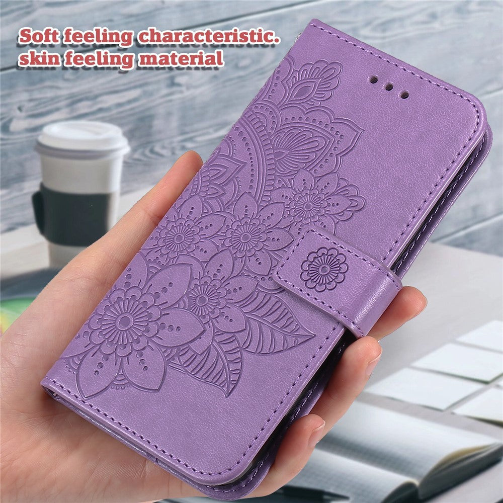 For iPhone 17 Pro Max Case Floral Pattern PU Leather Wallet Stand Phone Cover - Purple